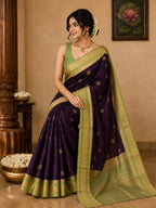 Retta Pet Kunthavai Dark Purple Semi Silk Saree