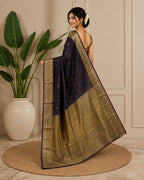 Dual Tone Coffee Brown And Maroon Semi Silk Saree Offer LUXSS07