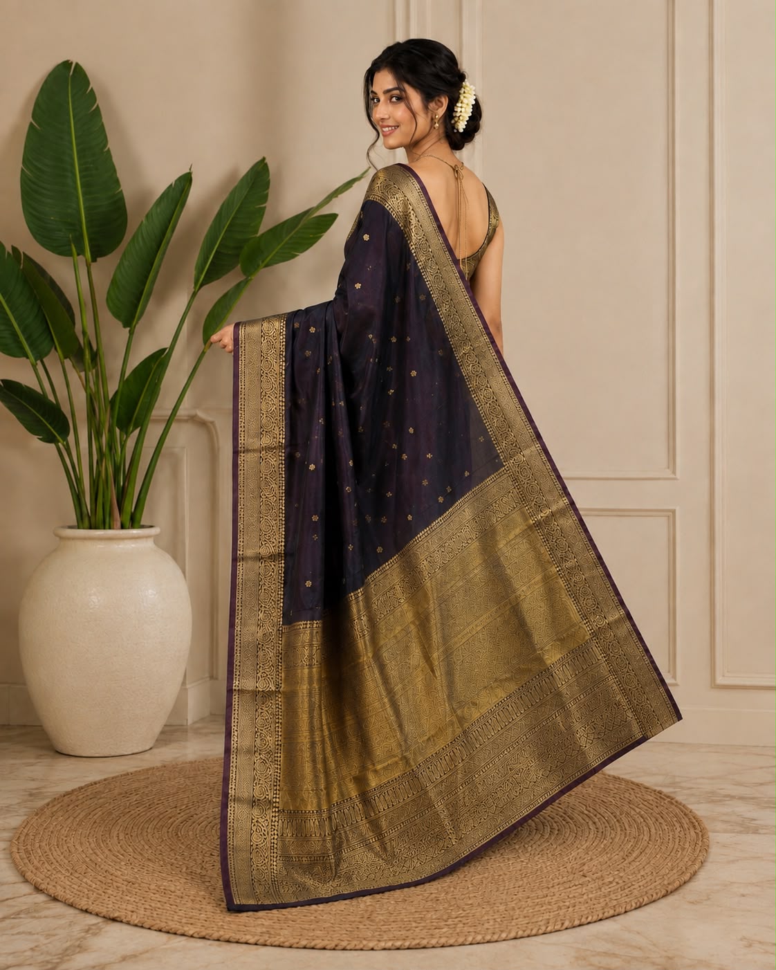 Dual Tone Coffee Brown And Maroon Semi Silk Saree Offer LUXSS07