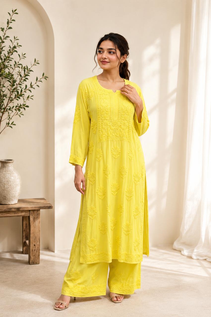 Yellow Chikankari Set LUXR02