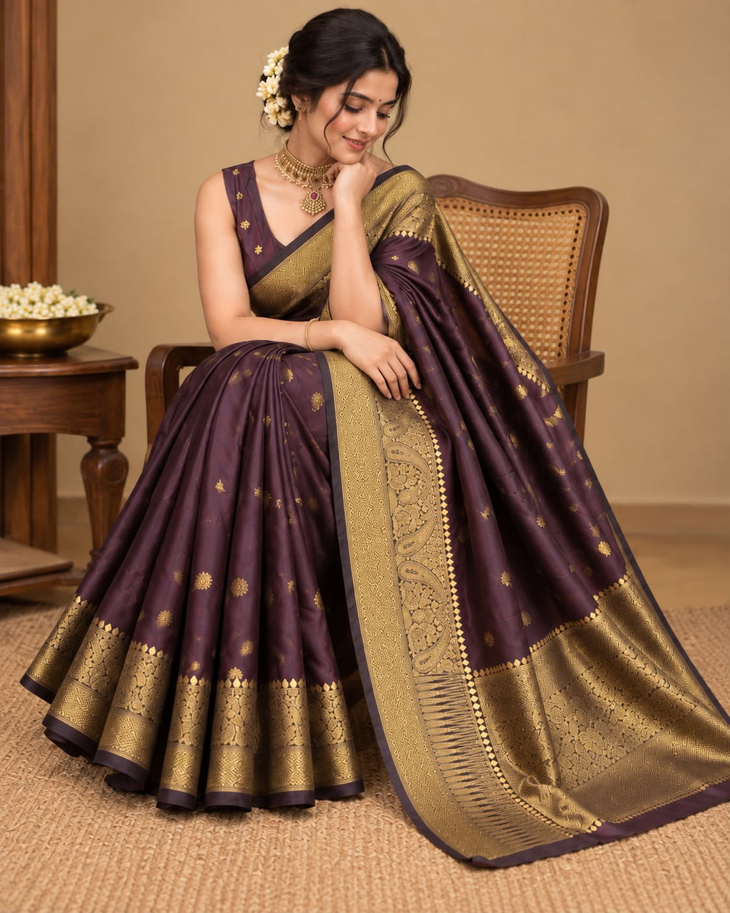 Coffee Brown Semi Silk Saree Offer LUXSS08