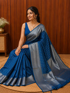 Morpeach Blue Semi Silk Saree