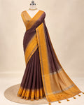 Rich chocolate brown andmustard gold