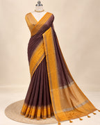 Rich chocolate brown andmustard gold