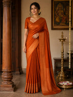 Orange Striped Semi Silk Saree LUXSS11