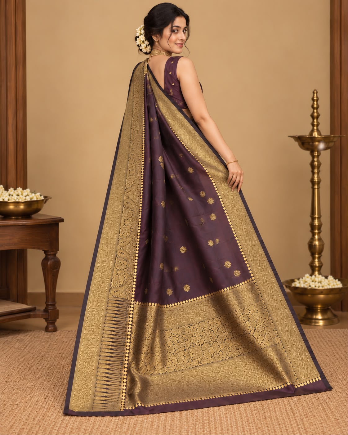 Coffee Brown Semi Silk Saree Offer LUXSS08