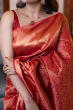 Red Check Semi Silk Saree