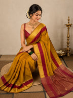 Mustard Yellow Semi Silk Saree