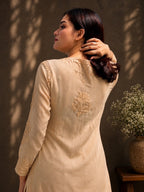 Beige Colour Semi Modal Chikankari