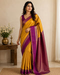 Mustard Yellow Semi Silk Saree