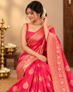 Pinkish Red Tissue Saree LUXST04