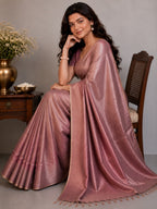 Dusty Mauve Tissue Silk Saree