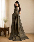 Black Brocade Semi Silk Saree