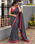 Grey Mulcotton Saree LUXSM06