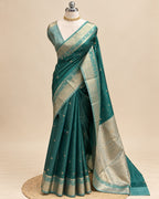 Green Semi Banarasi Saree