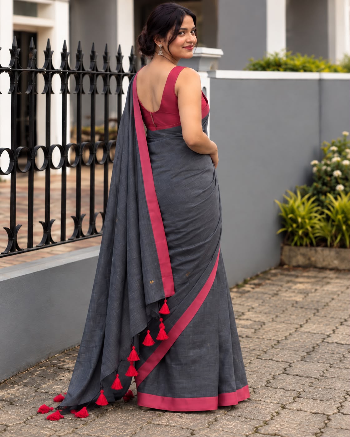 Grey Mulcotton Saree LUXSM06