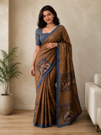 Raw Amber Semi Tussar Saree