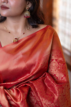 Red Check Semi Silk Saree