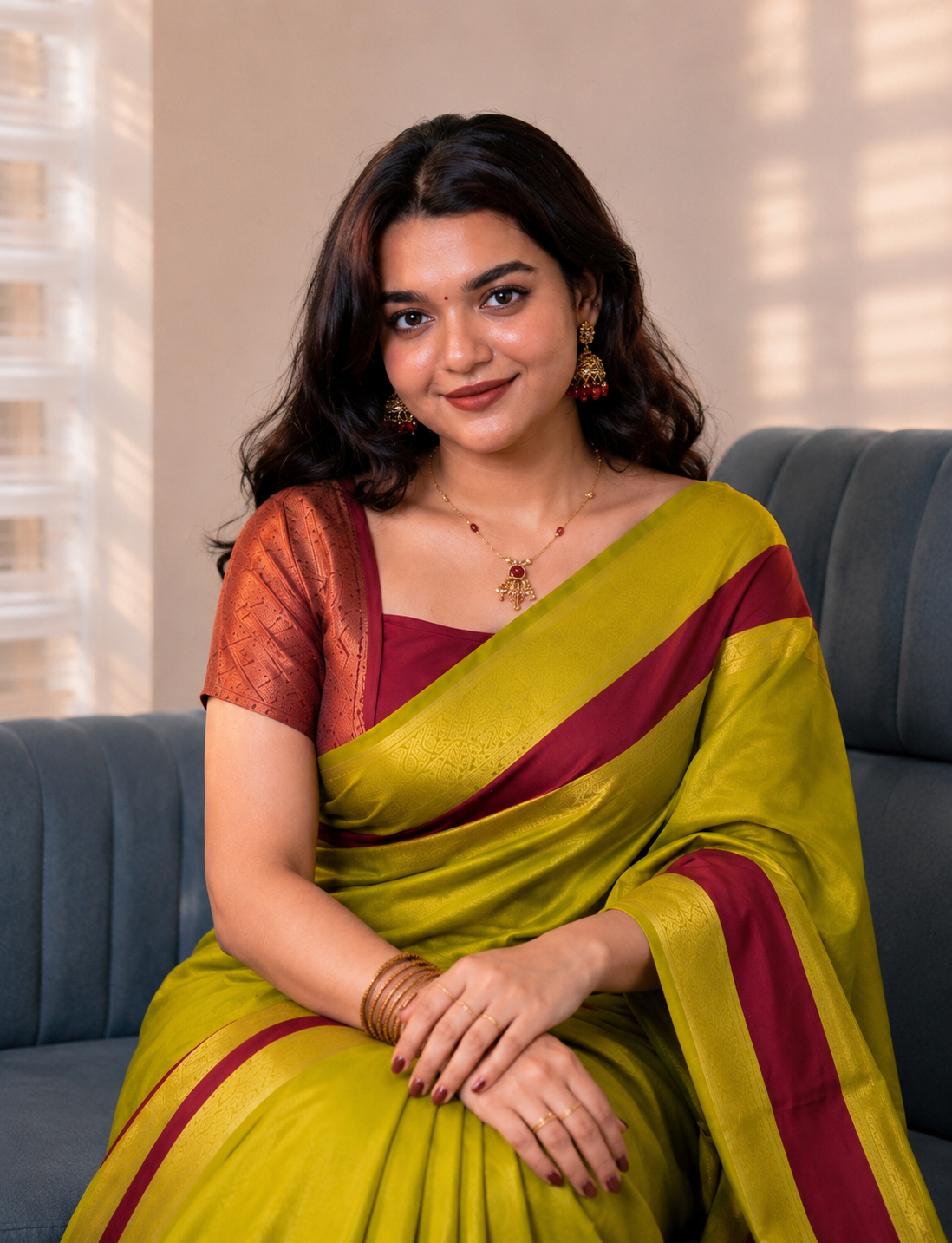 Pear Green Semi Silk Saree