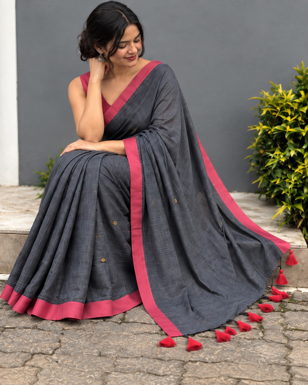 Grey Mulcotton Saree LUXSM06
