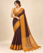 Rich chocolate brown andmustard gold