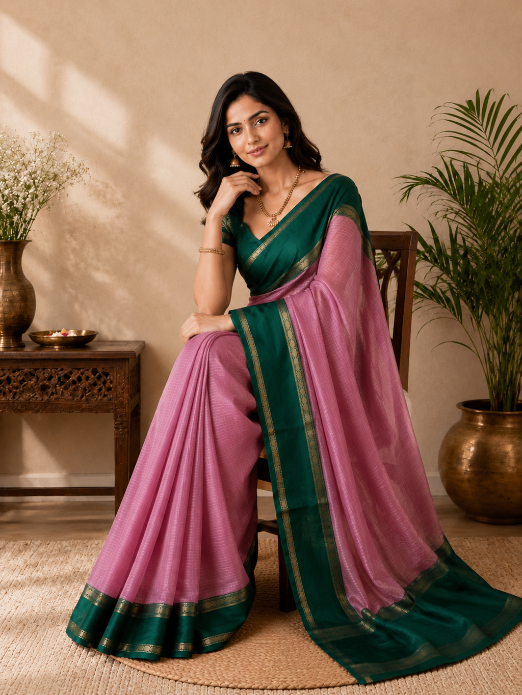 Mauve Semi Silk Saree
