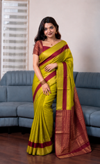 Pear Green Semi Silk Saree