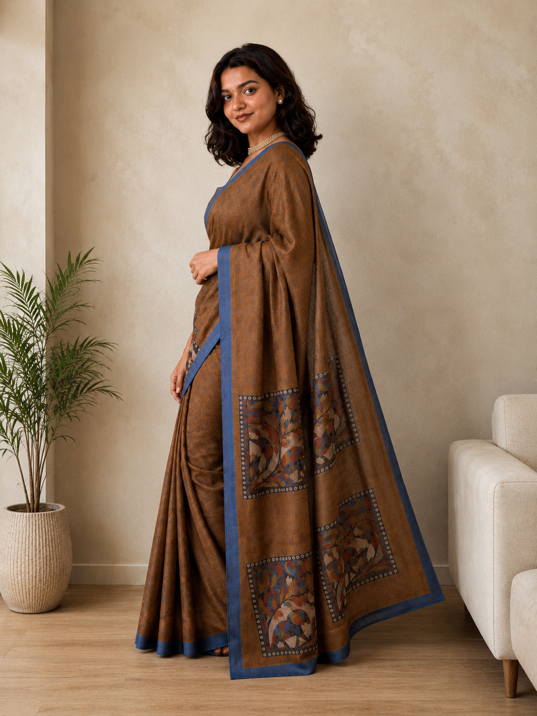 Raw Amber Semi Tussar Saree