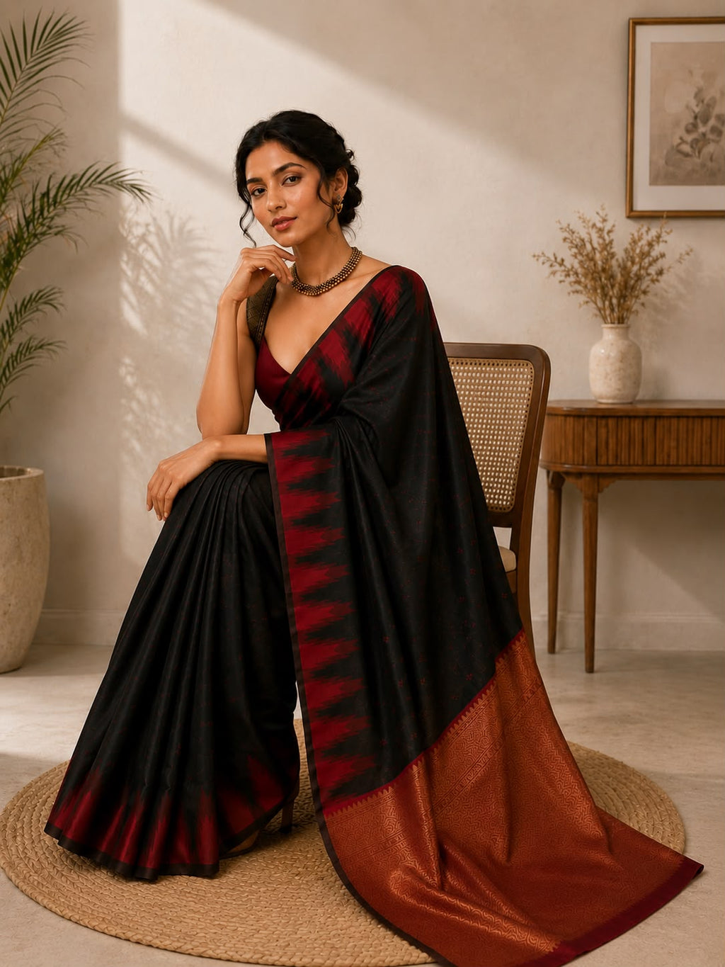 Black Semi Silk Saree