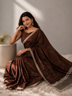 Brown Semi Tussur Saree