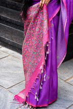 Purple Semi Tussar Saree