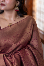Ruby Pink Check Semi Silk Saree