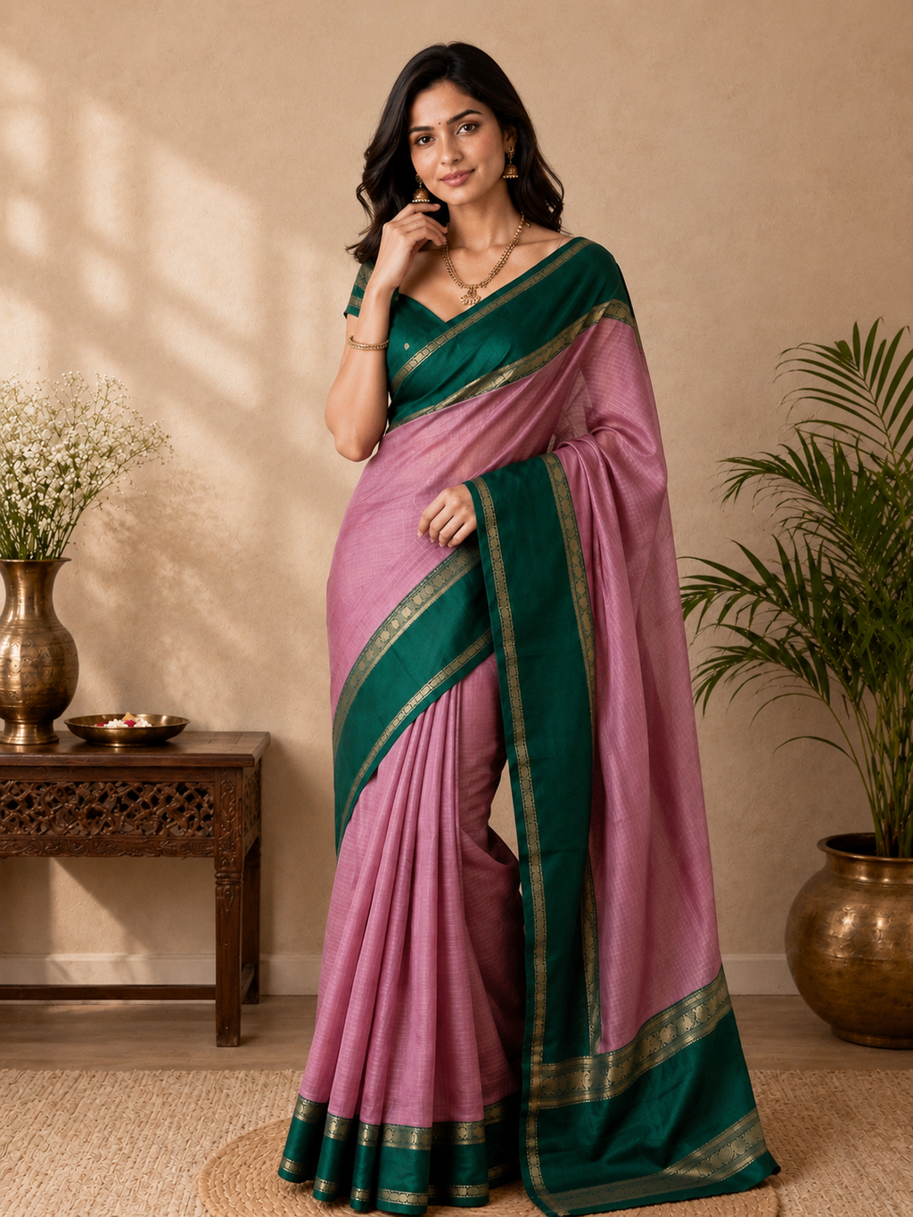 Mauve Semi Silk Saree