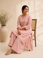 Champagne Colour Chikankari Semi Modal