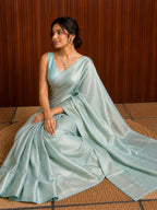 Mint Green Semi Silk Saree
