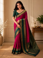 Rani Pink Semi Silk Saree